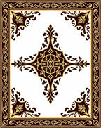 Antique Gold and Burgundy Medallion Frame Rug
