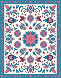 Vintage Pink Teal Floral Garden Rug