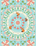Whimsical Fox Mandala Coral Blue Rug