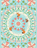 Whimsical Fox Mandala Coral Blue Rug