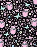 Pink Owls Butterflies and Flowers Rug