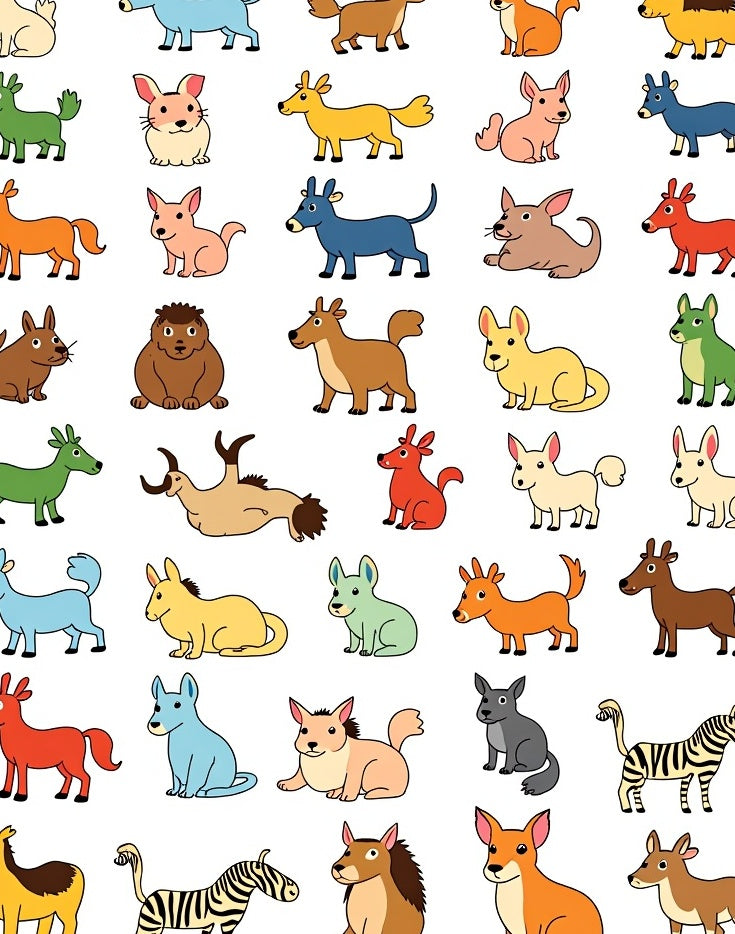 Whimsical Canine Collection Bright Animal Characters Rug