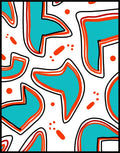 Aqua Orange Abstract Shapes Rug