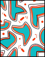 Aqua Orange Abstract Shapes Rug