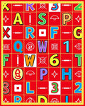 Bold Red Alphabet Grid Rug