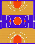 Vibrant Orange Court Geometric Rug