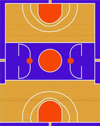 Vibrant Orange Court Geometric Rug