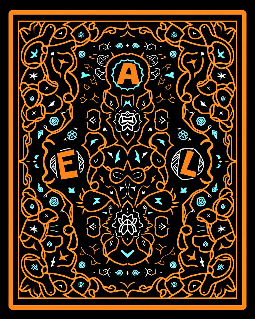 Orange Black Geometric Floral Abstract Rug