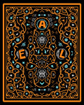 Orange Black Geometric Floral Abstract Rug