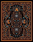 Orange Black Geometric Floral Abstract Rug