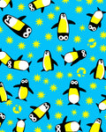 Cute Yellow Penguin Stars Blue Rug