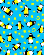 Cute Yellow Penguin Stars Blue Rug