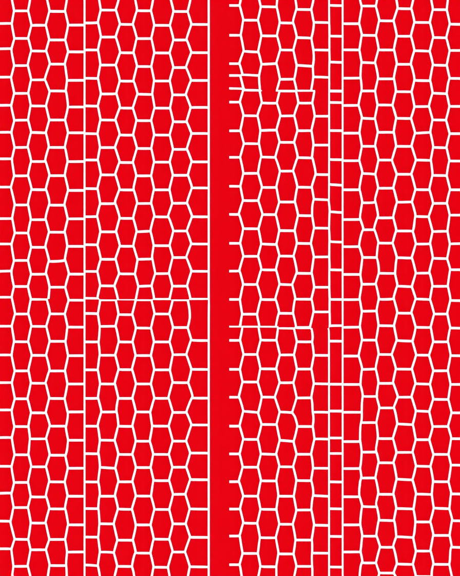 Bold Red Geometric Hexagon Grid Rug