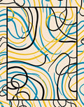 Bold Abstract Swirls Yellow Blue Rug