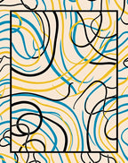 Bold Abstract Swirls Yellow Blue Rug