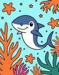 Happy Blue Shark Coral Reef Rug