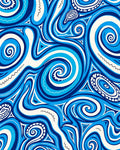 Deep Blue Swirl Abstraction Rug