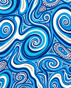 Deep Blue Swirl Abstraction Rug