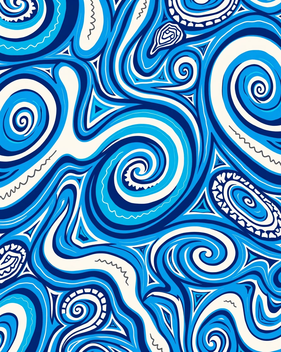 Deep Blue Swirl Abstraction Rug