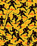 Black Warriors with Orange Flames Rug