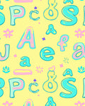Pastel Alphabet Scatter on Yellow Rug