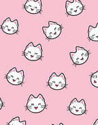 Sweet Pink Kawaii Kitty Faces Rug