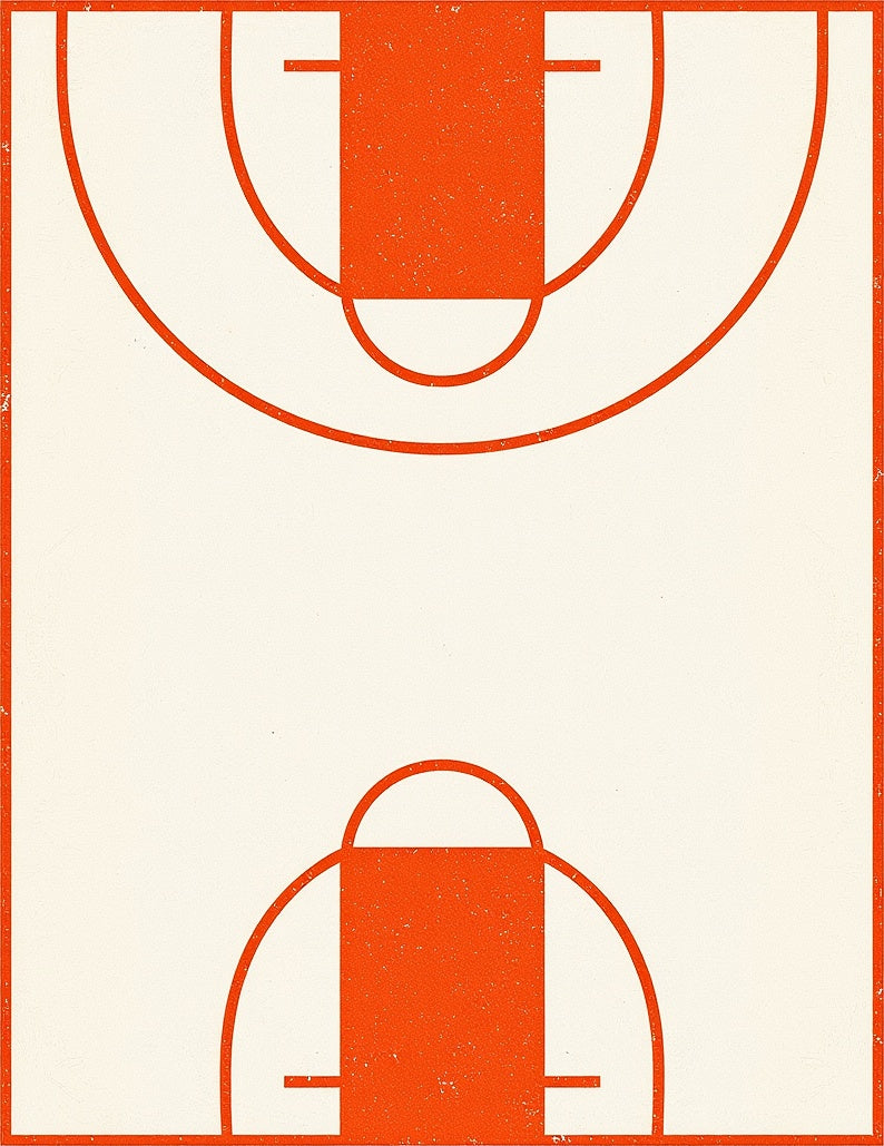 Vintage Orange Court Lines Rug