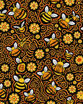 Whimsical Black Yellow Bee Floral Swirl Rug