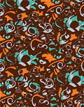 Abstract Teal Orange Whimsical Swirls Rug
