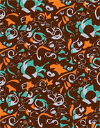 Abstract Teal Orange Whimsical Swirls Rug