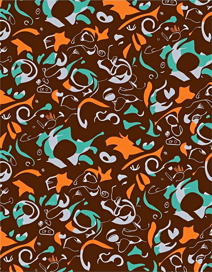 Abstract Teal Orange Whimsical Swirls Rug