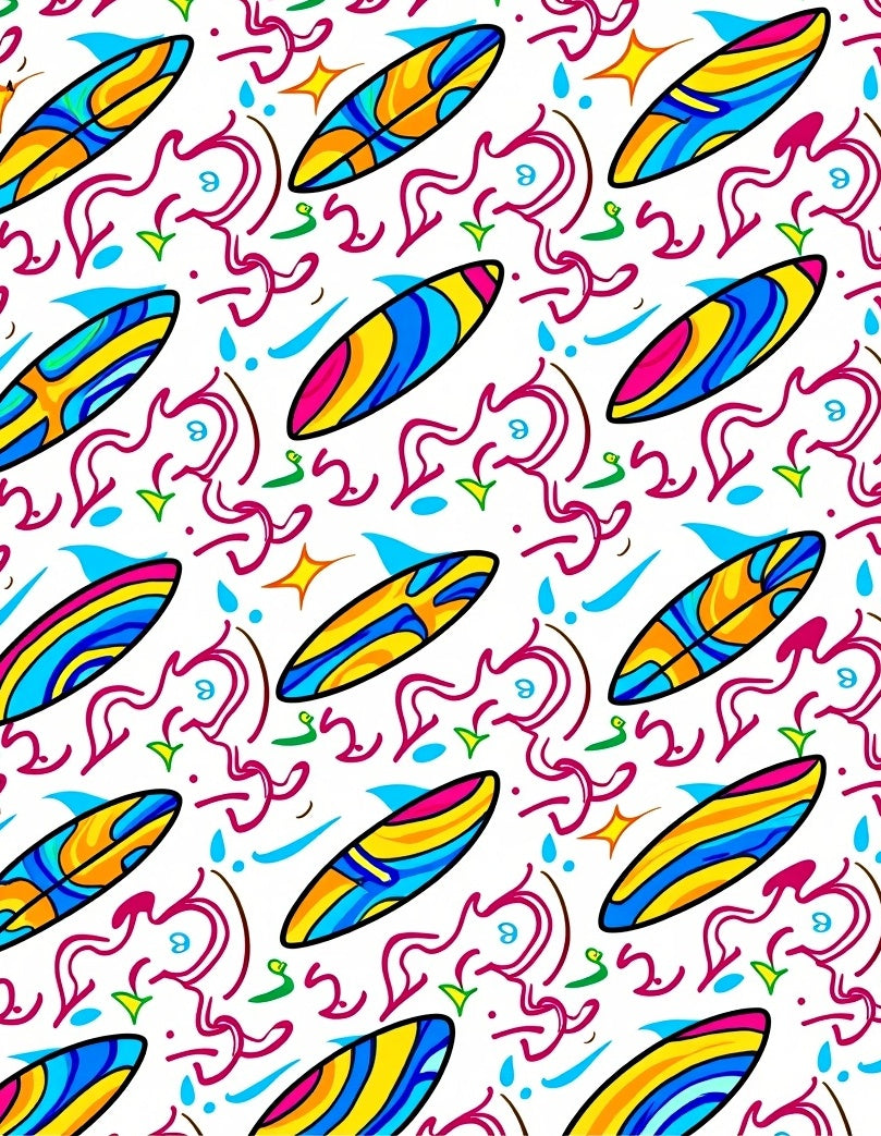 Vibrant Surfboard Splash Abstract Rug