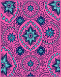 Vibrant Pink Cyan Floral Medallion Rug