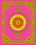 Vibrant Pink Sunburst Geometric Medallion Rug