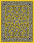 Intricate Yellow Knotwork Symmetry Rug
