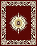 Crimson Sunburst Bordered Rug