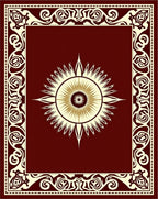 Crimson Sunburst Bordered Rug