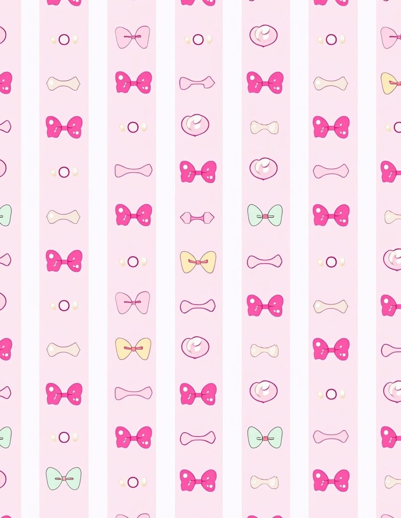 Pink Bows Scattered Stripes Rug