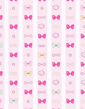 Pink Bows Scattered Stripes Rug