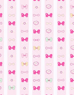Pink Bows Scattered Stripes Rug
