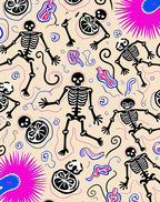 Spooky Skeleton Crimson Blue Swirl Rug