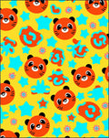 Cheery Orange Panda Stars Flowers Rug