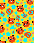 Cheery Orange Panda Stars Flowers Rug