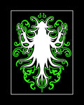 Neon Green Tribal Bloom Abstract Rug
