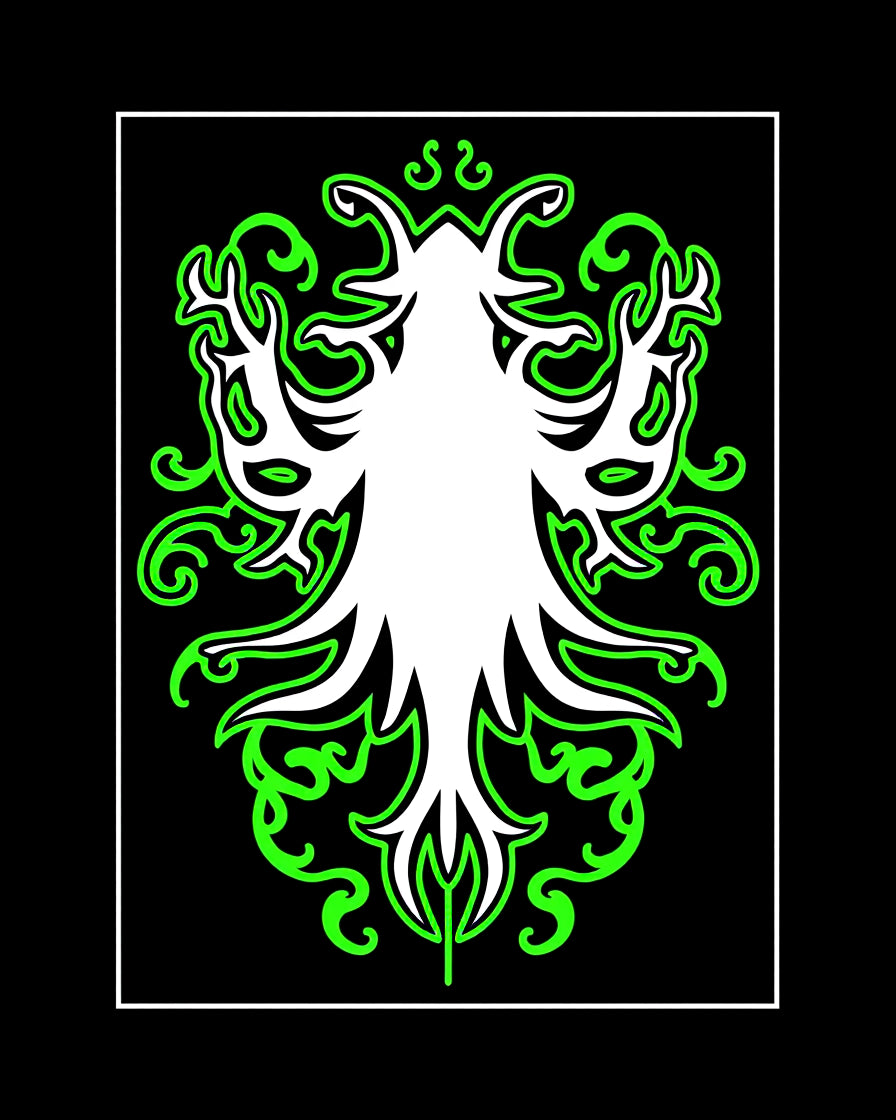 Neon Green Tribal Bloom Abstract Rug