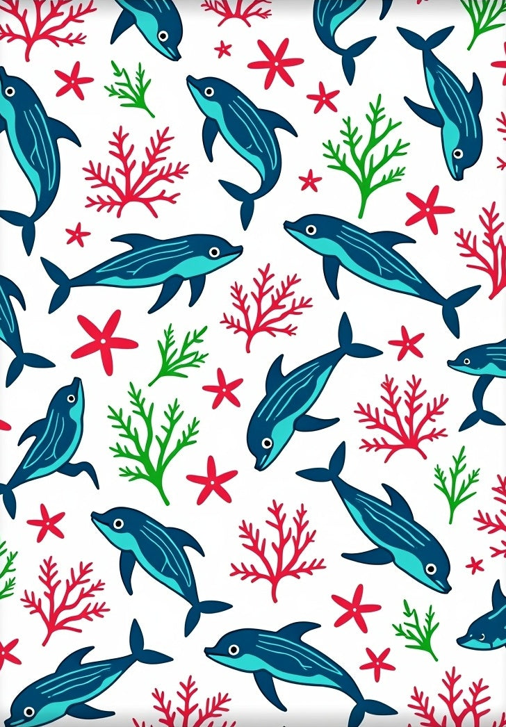 Blue Dolphin Coral Reef Charm Rug