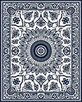 Indigo White Floral Sunburst Rug