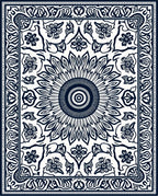 Indigo White Floral Sunburst Rug