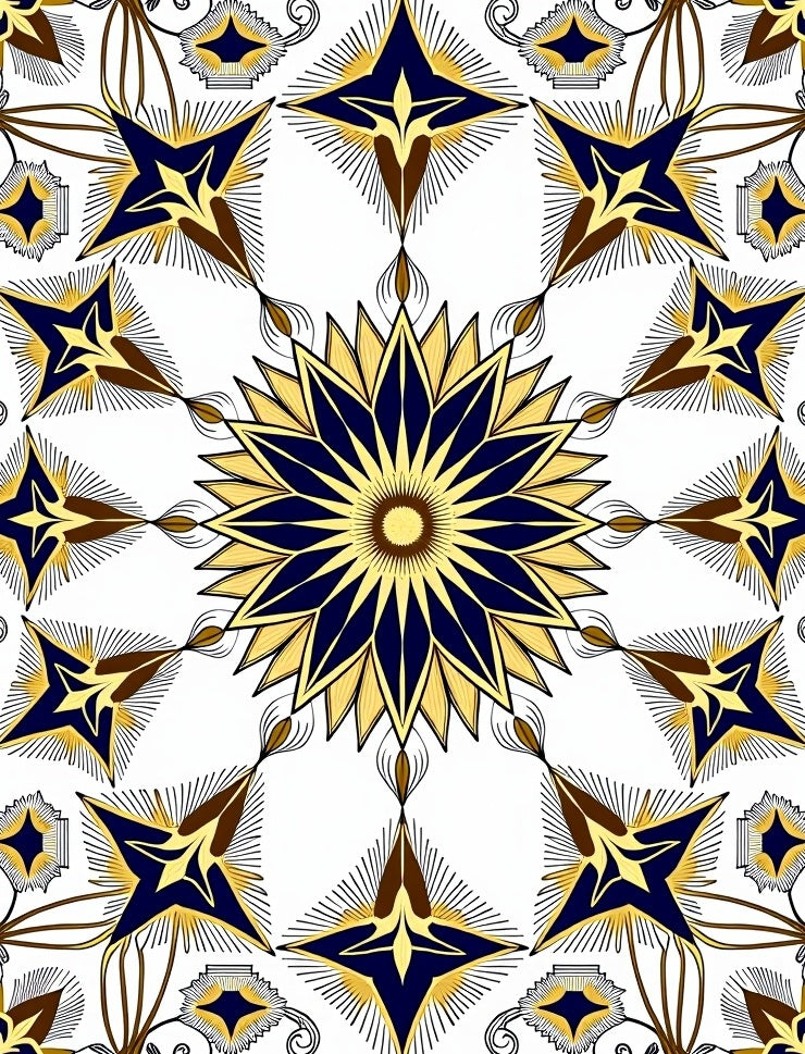 Midnight Gold Starburst Medallion Rug