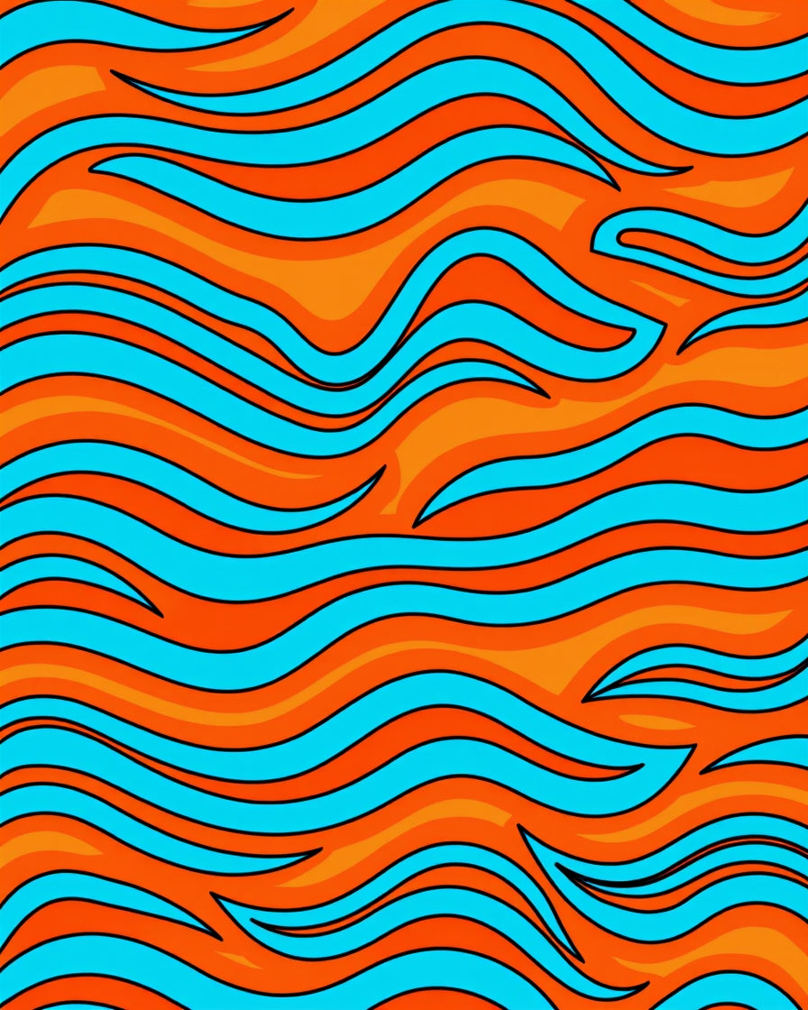 Vibrant Orange Aqua Swirl Rug